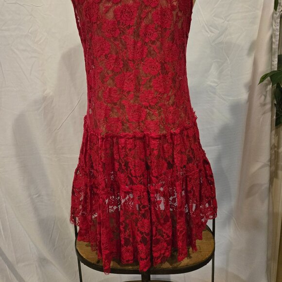 FREE PEOPLE RED LACE DRESS - Picture 6 of 11